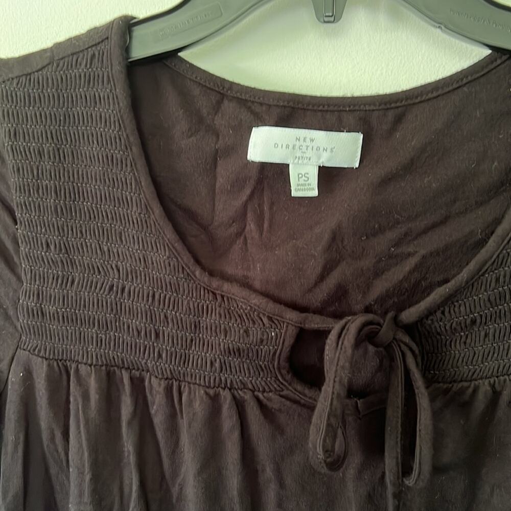 New Directions Petite Black Stretchy Rayon Blend Blouse - Picture 3 of 6
